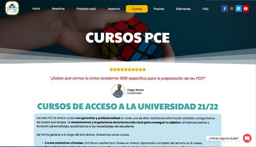 Cursos, academia PCE